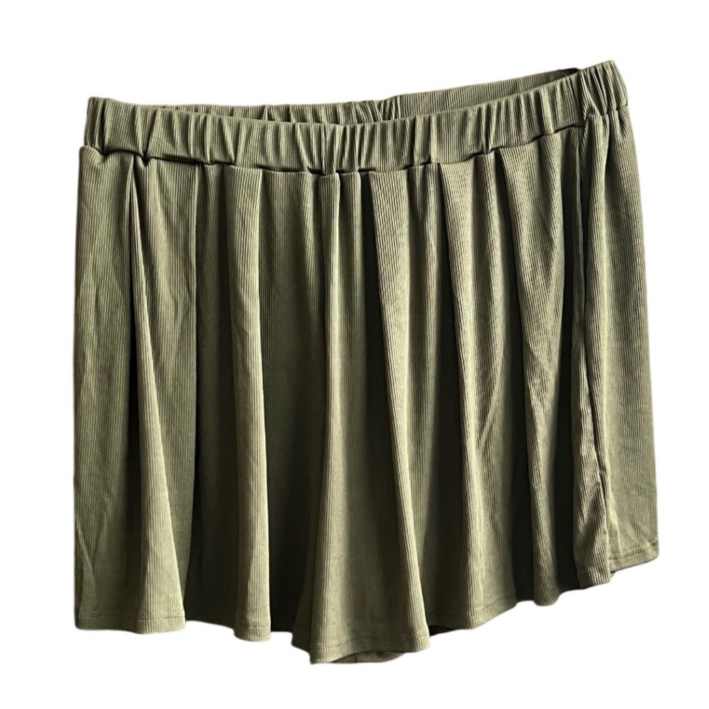 Cider 2XL Olive Green Shorts Mini Skirt Look with Shorts‎ Elastic Waist